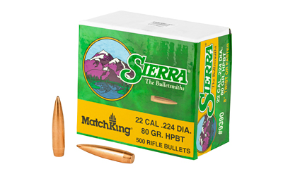 .22 caliber 80 grain HPBT Sierra MatchKing (500 count)