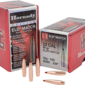 .22 caliber .224 80 grain Hornady ELD Match (100 count)